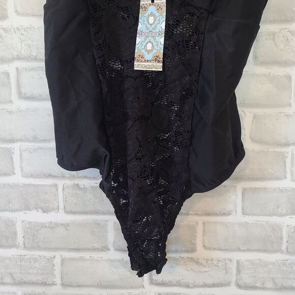 Boohoo Black Lace Bodysuit NEW US 14 UK 18 Coquette Burlesque Lingerie - Picture 7 of 7